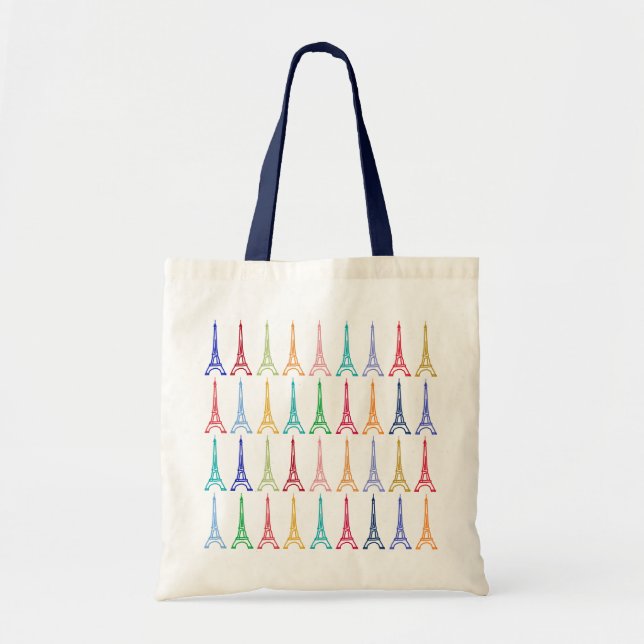 color Eiffel Towers pattern Tote Bag (Front)