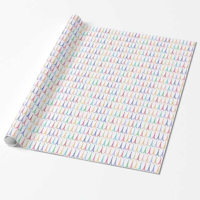 color eiffel towers pattern wrapping paper (Unrolled)