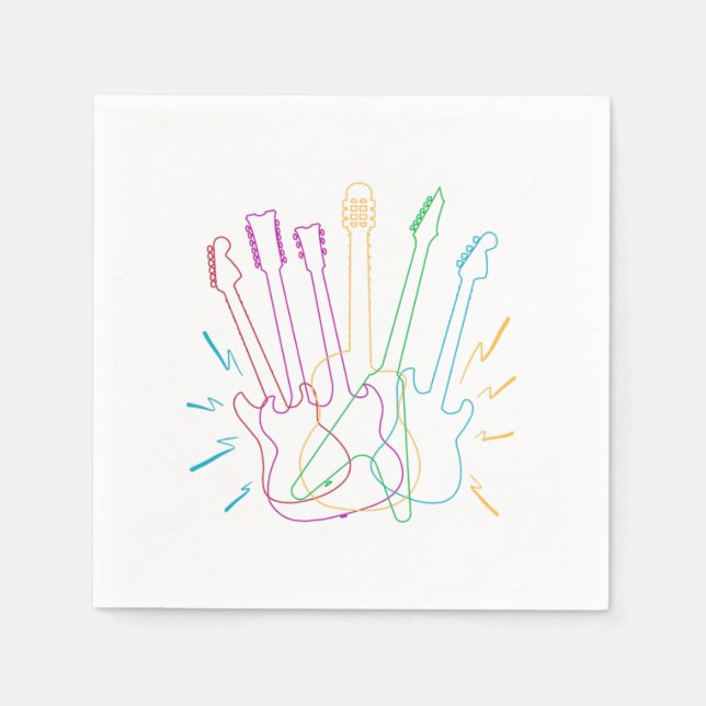 Color Electric Guitar Lover Acoustic Guitarist Napkins (Front)