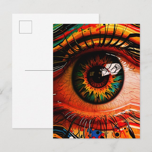 Color Explosion Eye – Vibrant Abstract Realism Postcard (Front/Back)