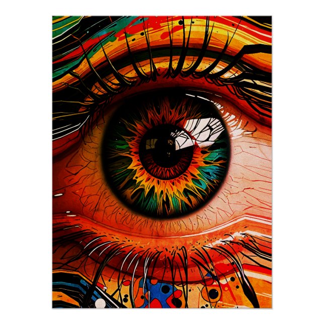 Color Explosion Eye – Vibrant Abstract Realism Poster (Front)