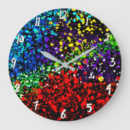 Color Explosion Paint Dots Colorful Modern Cool Large Clock