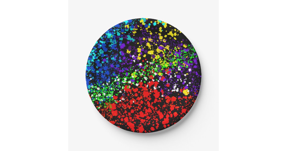 Color Explosion Paint Dots Colorful Modern Cool Paper Plates | Zazzle
