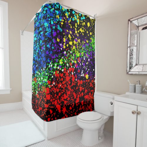 Color Explosion Paint Dots Colorful Modern Cool Shower Curtain