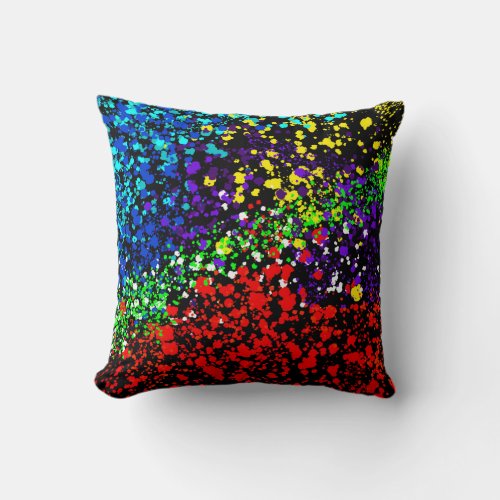 Color Explosion Paint Dots Colorful Modern Cool Throw Pillow