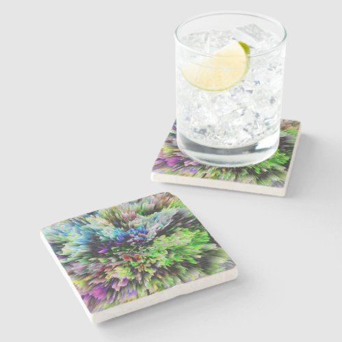 Color Explosion With Oil Effect  Stone Coaster