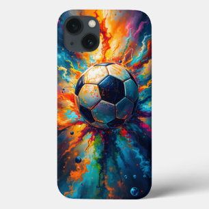Color Explosion with Soccer Ball iPhone 13 Case