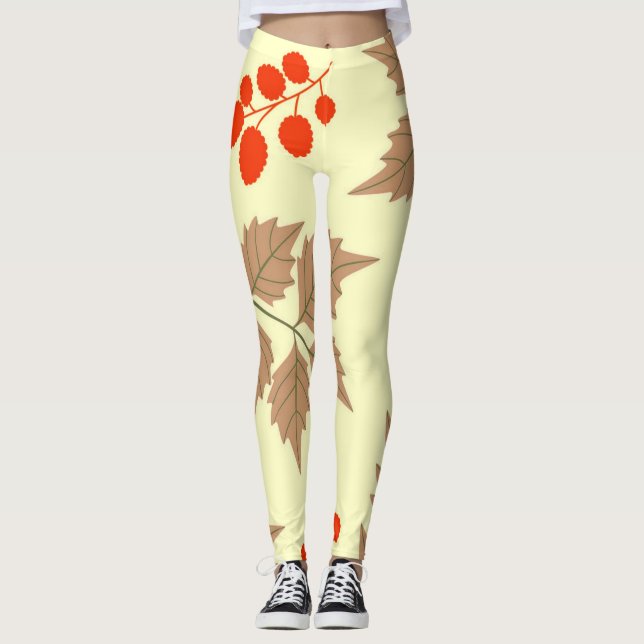 Color fall leaves pattern leggings (Front)