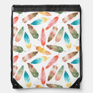Color Feathers Drawstring Bag