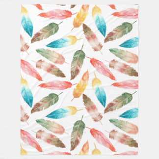 Color Feathers Fleece Blanket