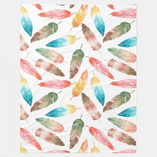 Color Feathers  Fleece Blanket (Front)