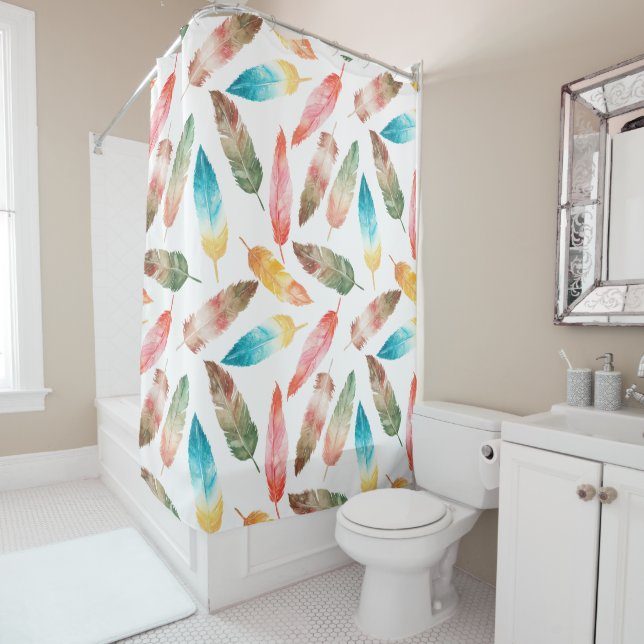 Color Feathers Shower Curtain (In Situ)