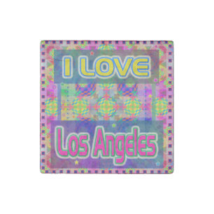 Color Fest: "I LOVE Los Angeles" Marble Stone Magnet