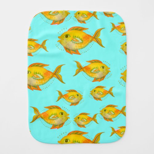 color fish_aqua Burp Cloth