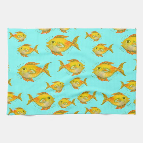 color fish aqua_kitchen towel