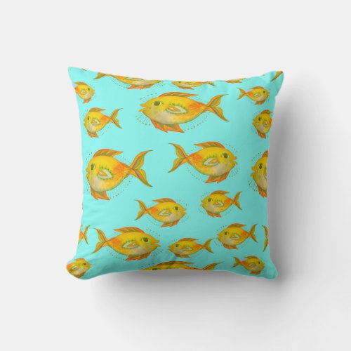 color fish_aqua throw pillow
