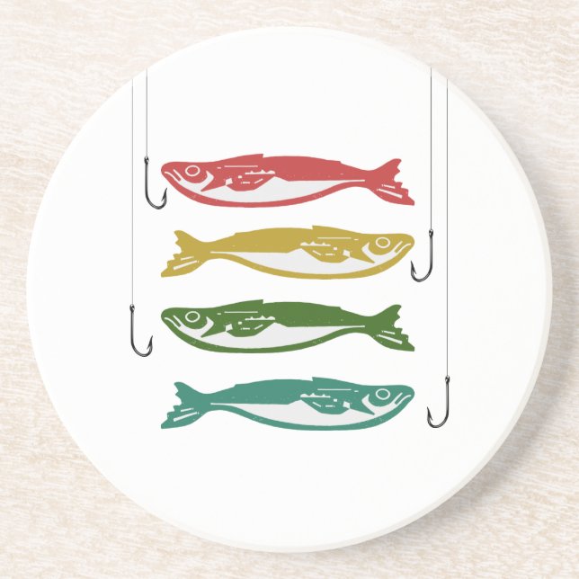 Color Fish with Fish Hooks Coaster (Front)