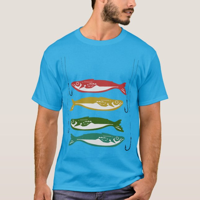 Color Fish with Fish Hooks T-Shirt (Front)