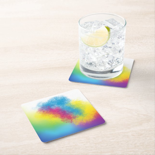 color flash square paper coaster (Insitu)