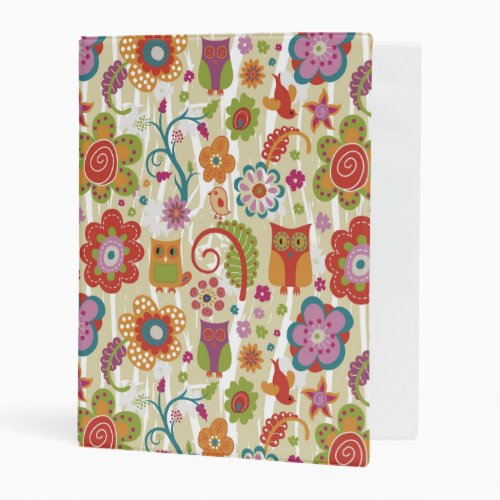 Color Floral and Owl Mini Binder