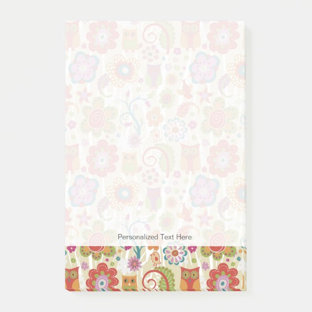 Color Floral and Owl Post-it Notes (Front)