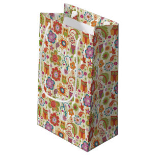 Color Floral and Owl Small Gift Bag