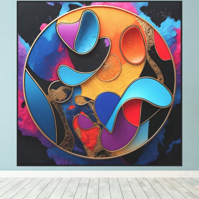 Color Flow Circle Canvas Print (Insitu(Wood Floor))