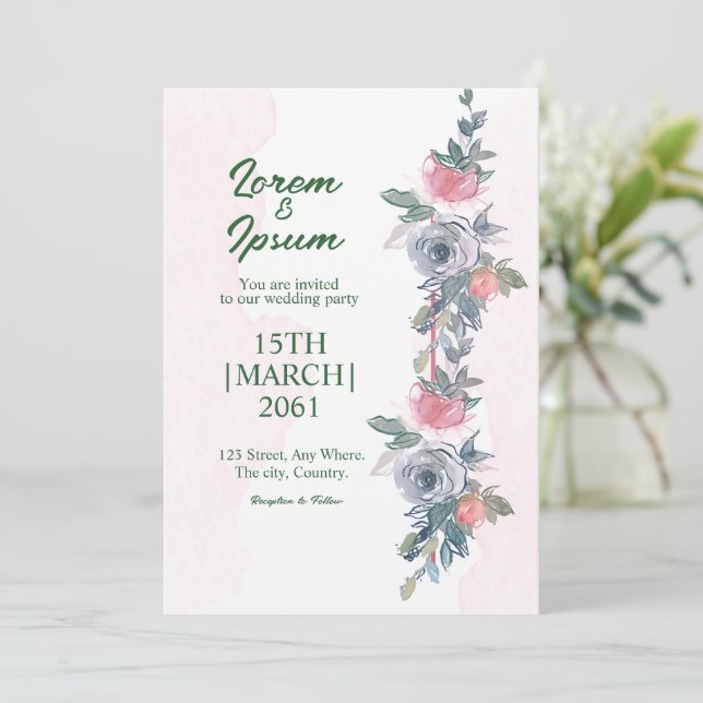Color Flower Simple Card wedding invitations card (Standing Front)