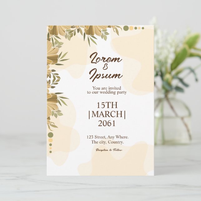 Color Flower Simple Party Card wedding invitation (Standing Front)