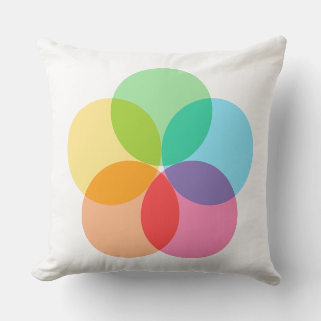 Color Flower Throw Pillow (Front)