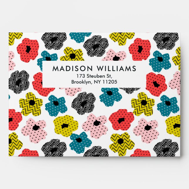 Color Flowers Modern Minimalist Simple  Envelope (Front)