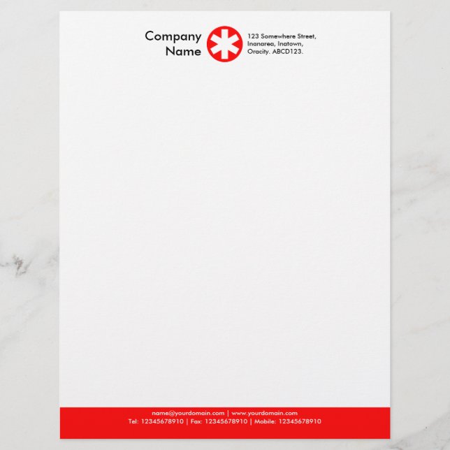 Color Footer (Asterisk Logo) - Red Letterhead (Front)