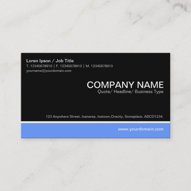 Color Footer - Baby Blue with Black Business Card (Front)