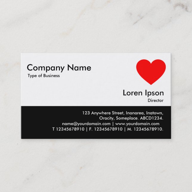 Color Footer - Black - Heart Business Card (Front)