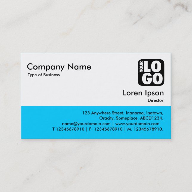 Color Footer - Blue 00CCFF Business Card (Front)