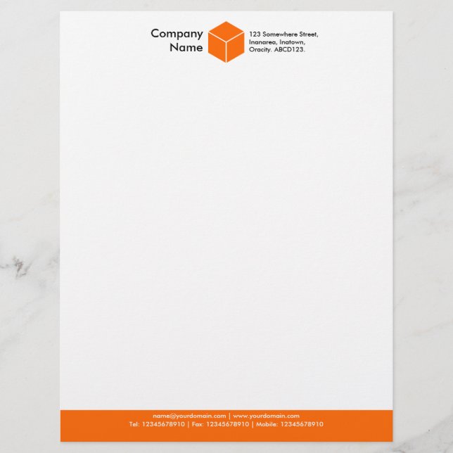 Color Footer (Cube) - Orange Letterhead (Front)