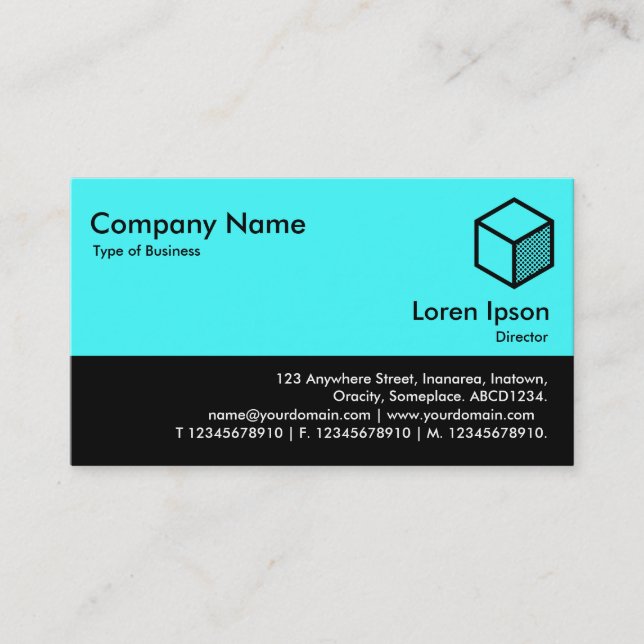 Color Footer - Ice Blue and Black Business Card (Front)