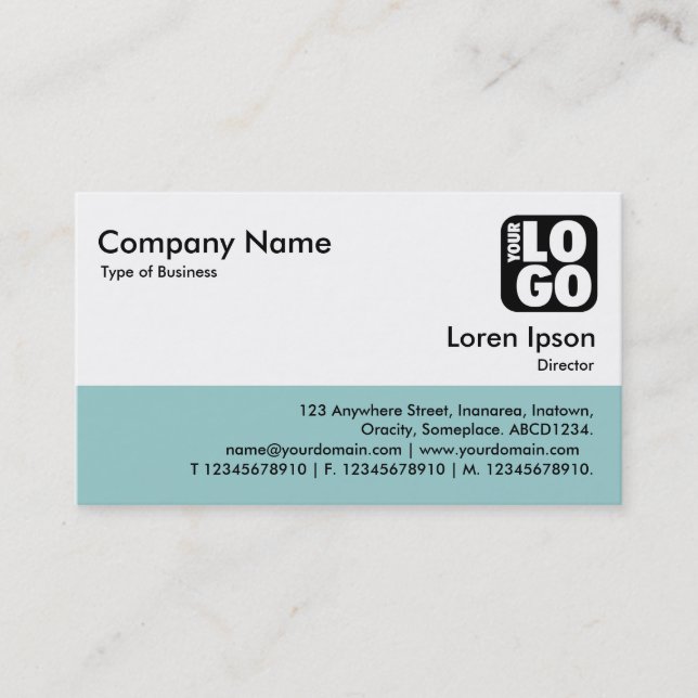 Color Footer - Lt Blue Green Business Card (Front)