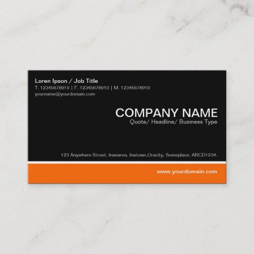 Color Footer _ Orange with Black Business Card