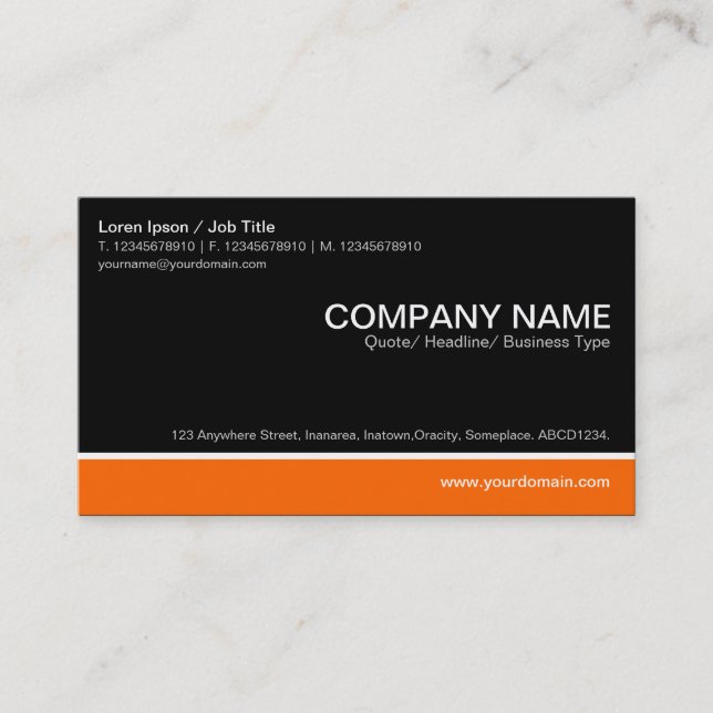 Color Footer - Orange with Black Business Card (Front)