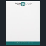 Color Footer - Teal Letterhead<br><div class="desc">A Business letterhead template design with a color footer. The color of the footer area can also be changed. Company name, Logo and address at the top with email, web and telephone details in the footer. The Logo used in this example is taken from one of Zazzle's useful picture fonts...</div>