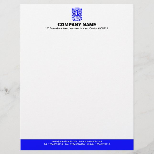Color Footer (Tiki) - Blue Letterhead (Front)