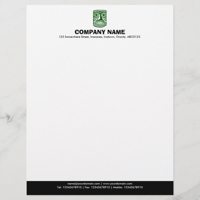 Color Footer (Tiki) - Dk Green and Black Letterhead (Front)