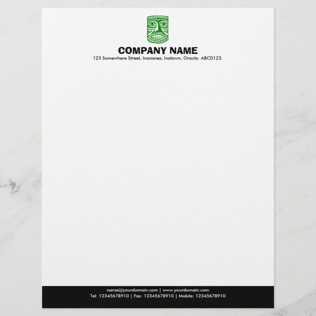 Color Footer (Tiki) - Green and Black Letterhead (Front)
