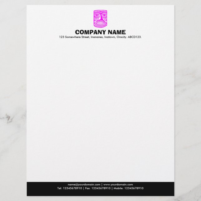 Color Footer (Tiki) - Magenta and Black Letterhead (Front)