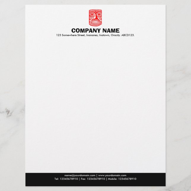 Color Footer (Tiki) - Red and Black Letterhead (Front)