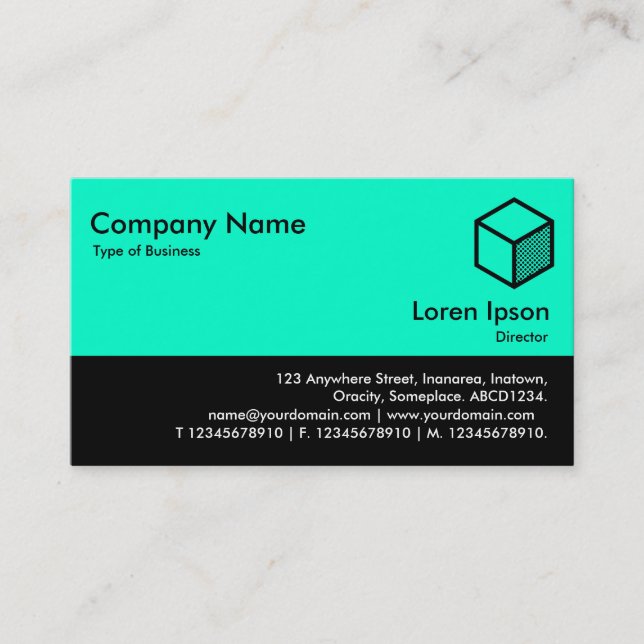 Color Footer - Turquoise and Black Business Card (Front)