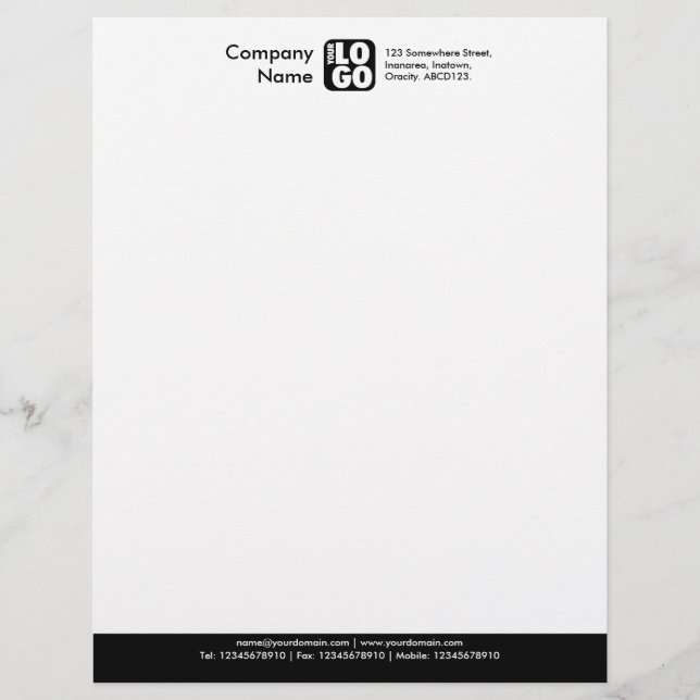 Color Footer (Your Logo) - Black Letterhead (Front)