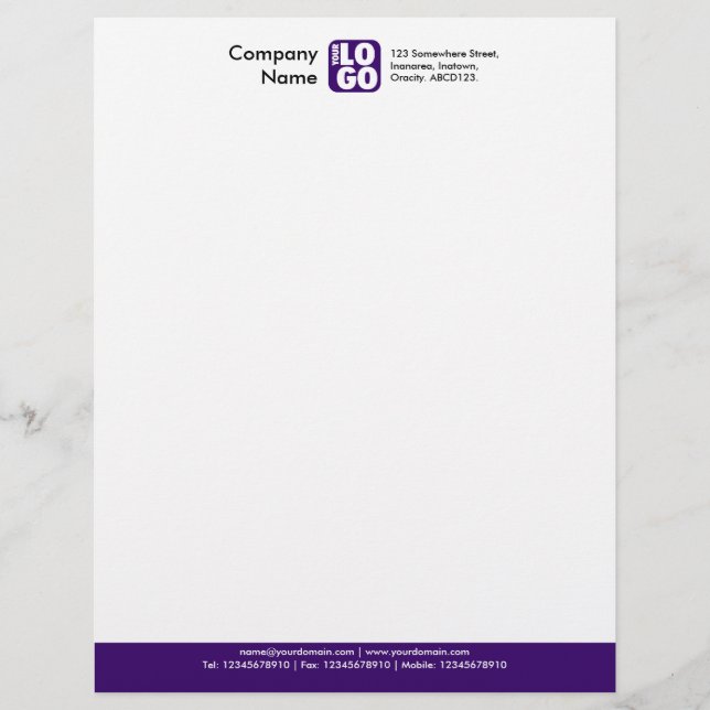 Color Footer (Your Logo) - Deep Purple Letterhead (Front)