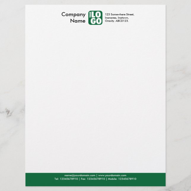 Color Footer (Your Logo) - Forest Green Letterhead (Front)
